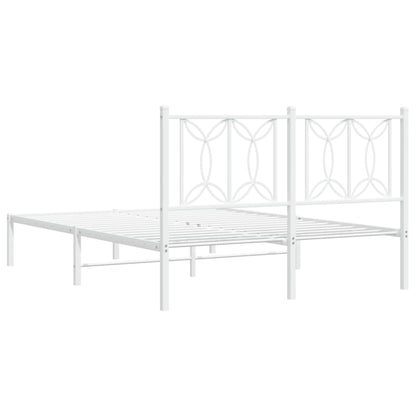 Metal Bed Frame with Headboard White 135x190 cm Double