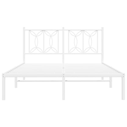 Metal Bed Frame with Headboard White 140x190 cm