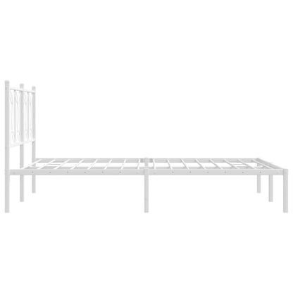 Metal Bed Frame with Headboard White 140x190 cm