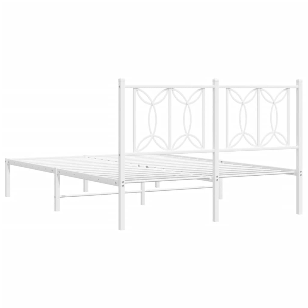 Metal Bed Frame with Headboard White 140x200 cm