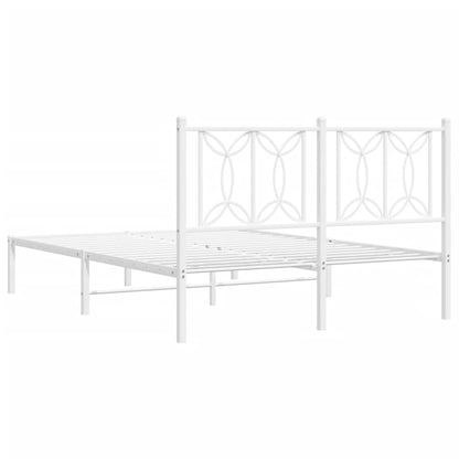 Metal Bed Frame with Headboard White 140x200 cm