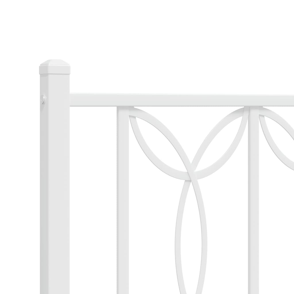 Metal Bed Frame with Headboard White 140x200 cm