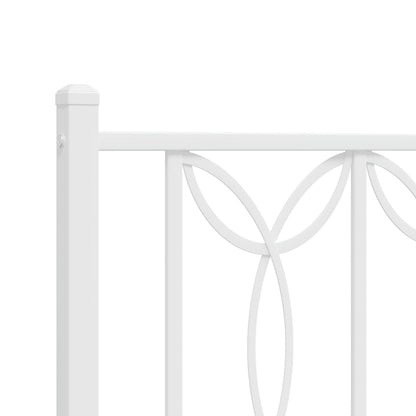 Metal Bed Frame with Headboard White 140x200 cm