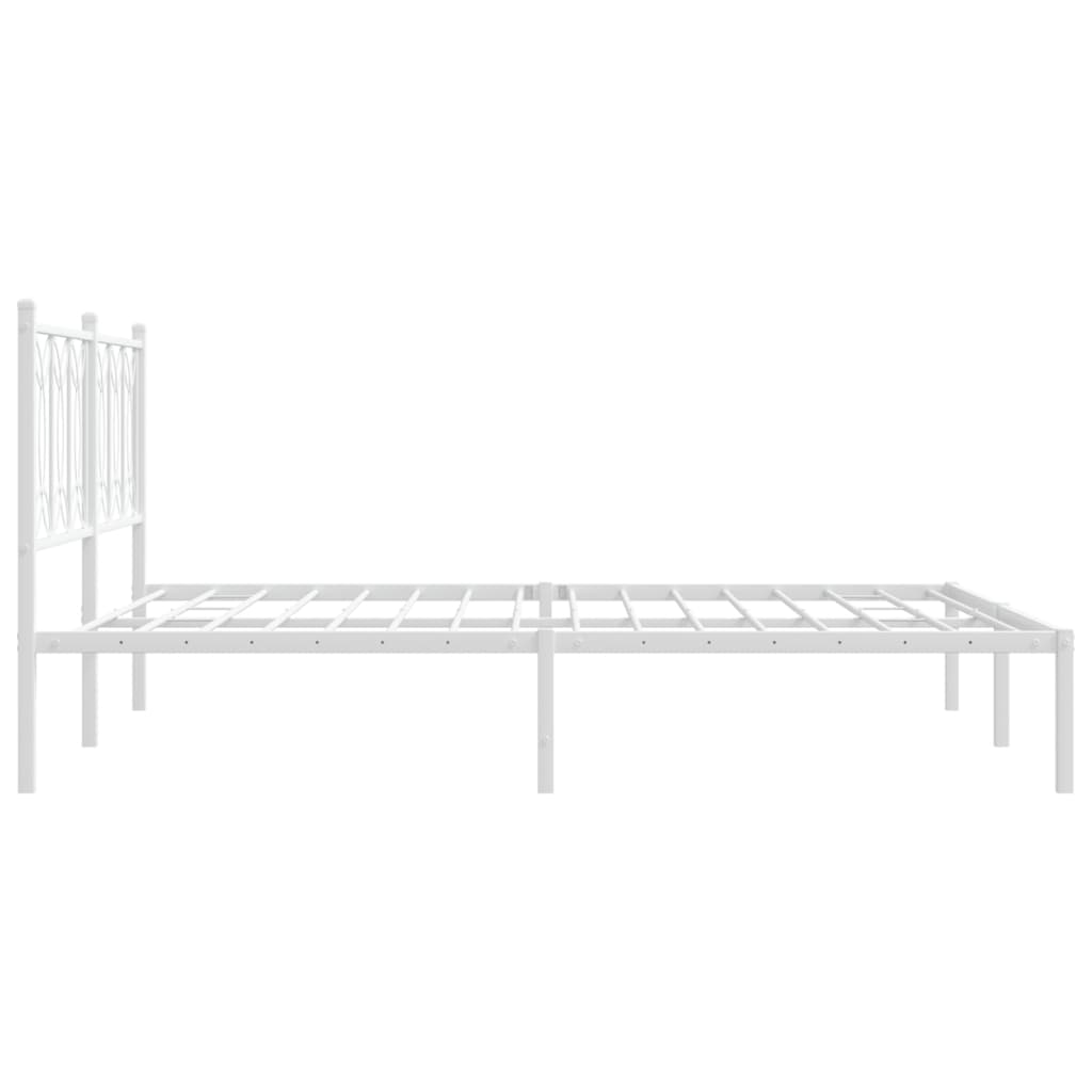 Metal Bed Frame with Headboard White 150x200 cm