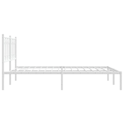 Metal Bed Frame with Headboard White 150x200 cm