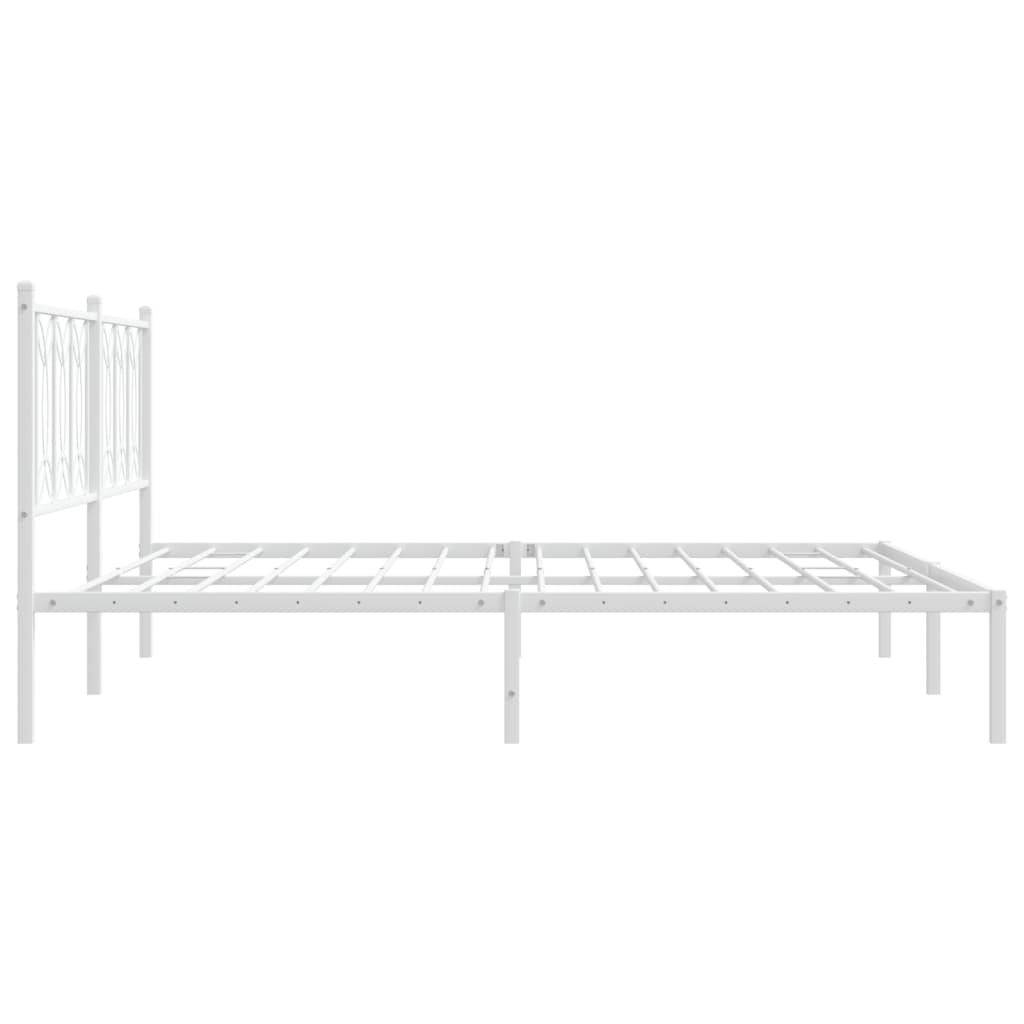 Metal Bed Frame with Headboard White 180x200 cm Super King