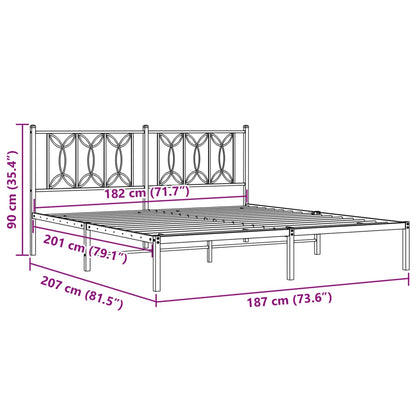 Metal Bed Frame with Headboard White 180x200 cm Super King