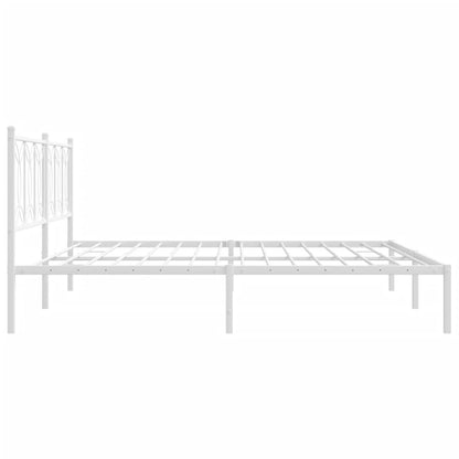 Metal Bed Frame with Headboard White 193x203 cm