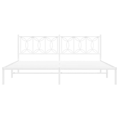 Metal Bed Frame with Headboard White 200x200 cm