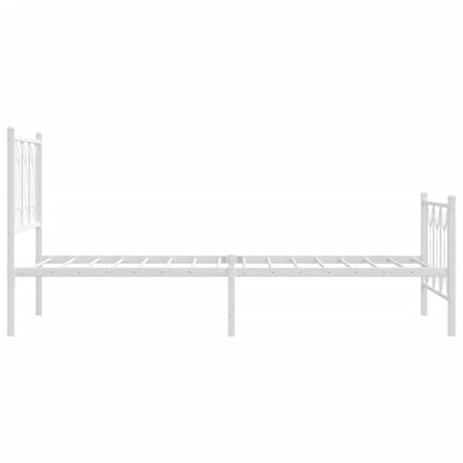 Metal Bed Frame with Headboard and Footboard White 75x190 cm Small Single