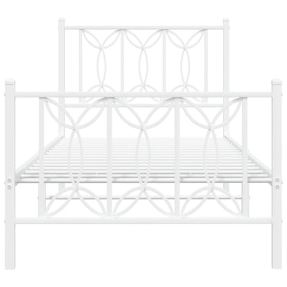 Metal Bed Frame with Headboard and Footboard White 90x190 cm Single