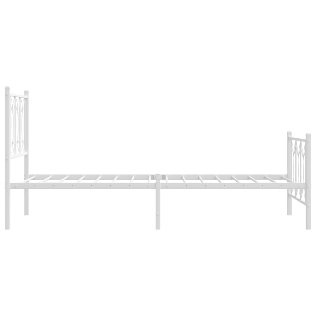 Metal Bed Frame with Headboard and Footboard White 90x190 cm Single