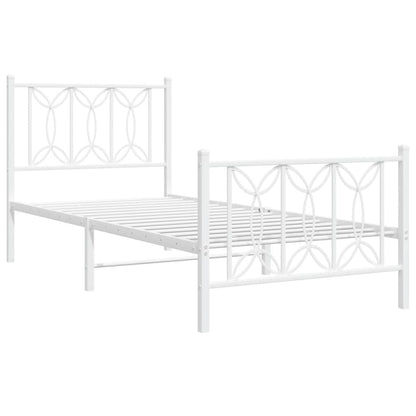 Metal Bed Frame with Headboard and Footboard White 90x200 cm