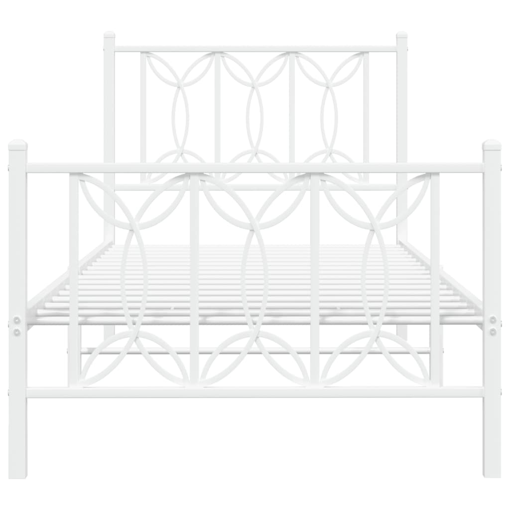 Metal Bed Frame with Headboard and Footboard White 90x200 cm