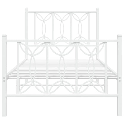 Metal Bed Frame with Headboard and Footboard White 90x200 cm