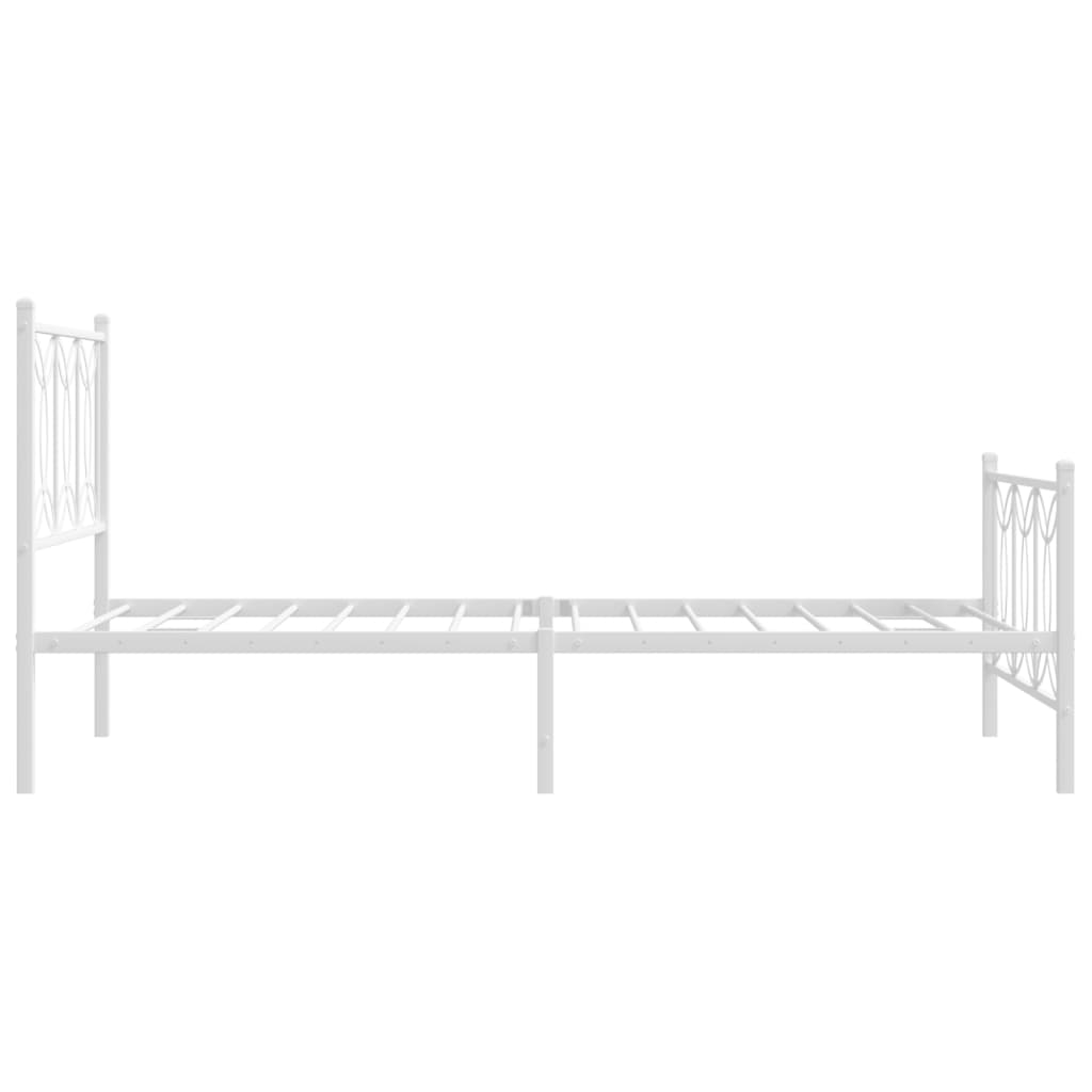 Metal Bed Frame with Headboard and Footboard White 100x190 cm