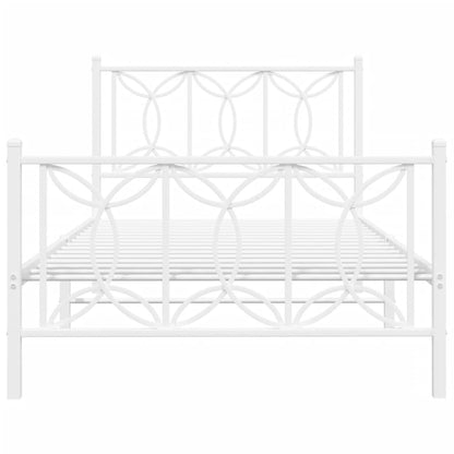 Metal Bed Frame with Headboard and Footboard White 107x203 cm