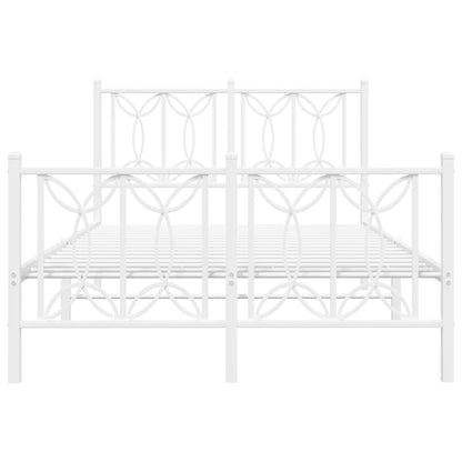 Metal Bed Frame with Headboard and Footboard White 120x190 cm Small Double