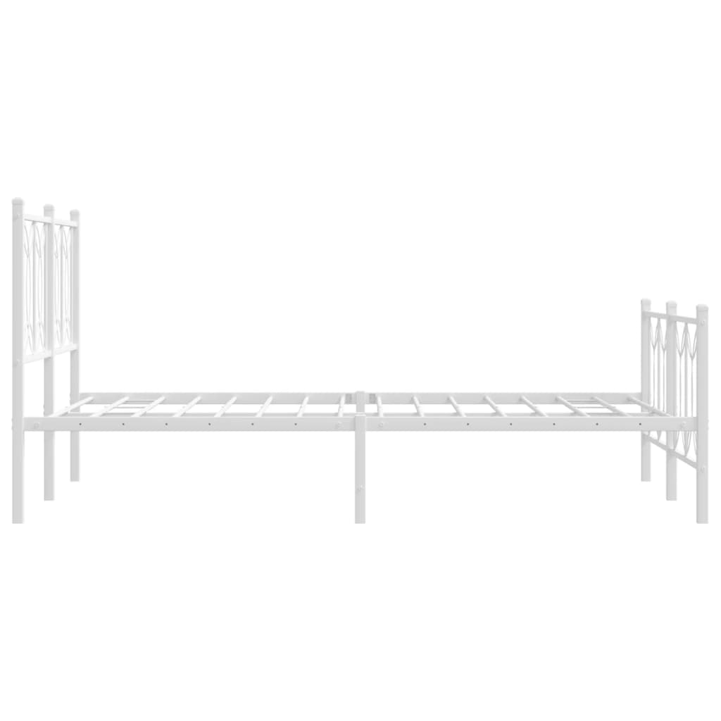 Metal Bed Frame with Headboard and Footboard White 120x190 cm Small Double