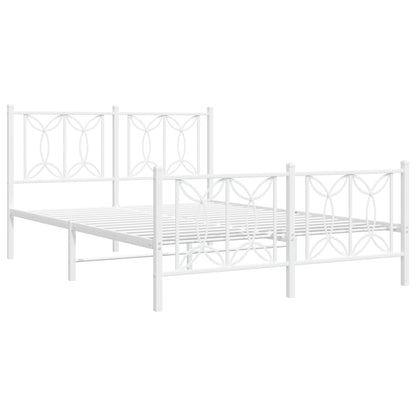 Metal Bed Frame with Headboard and Footboard White 140x190 cm