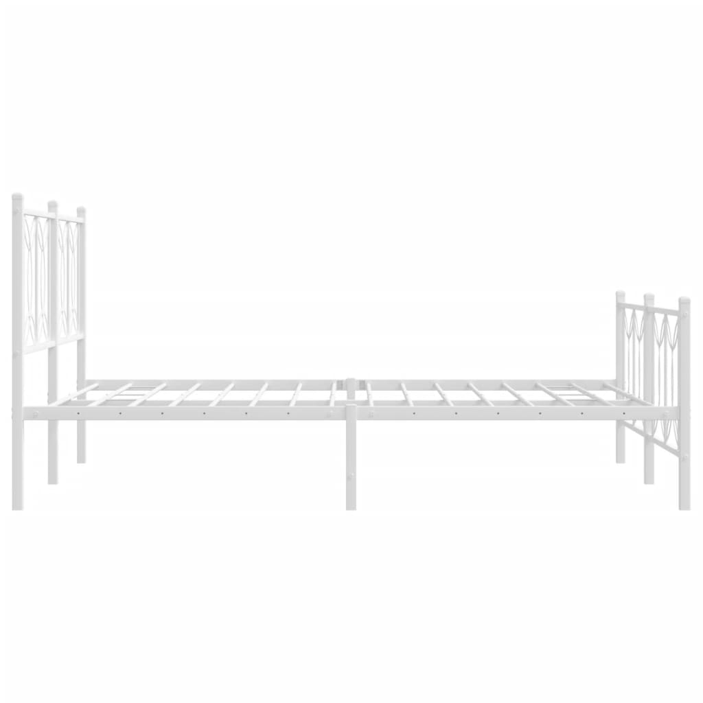 Metal Bed Frame with Headboard and Footboard White 140x190 cm