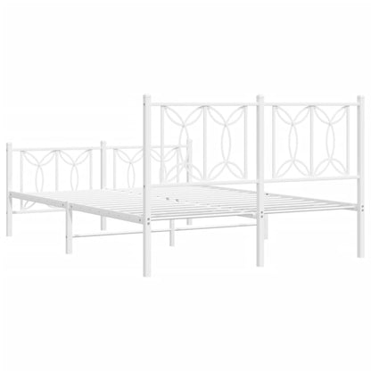 Metal Bed Frame with Headboard and Footboard White 140x190 cm