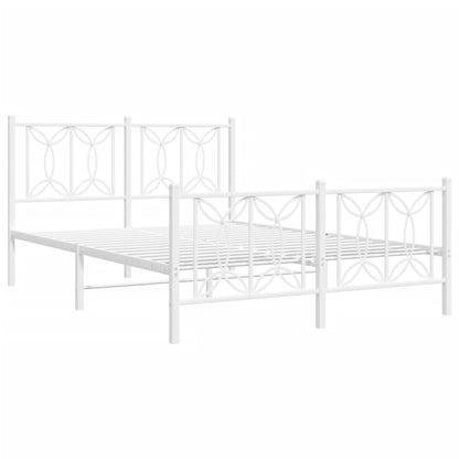 Metal Bed Frame with Headboard and Footboard White 140x200 cm