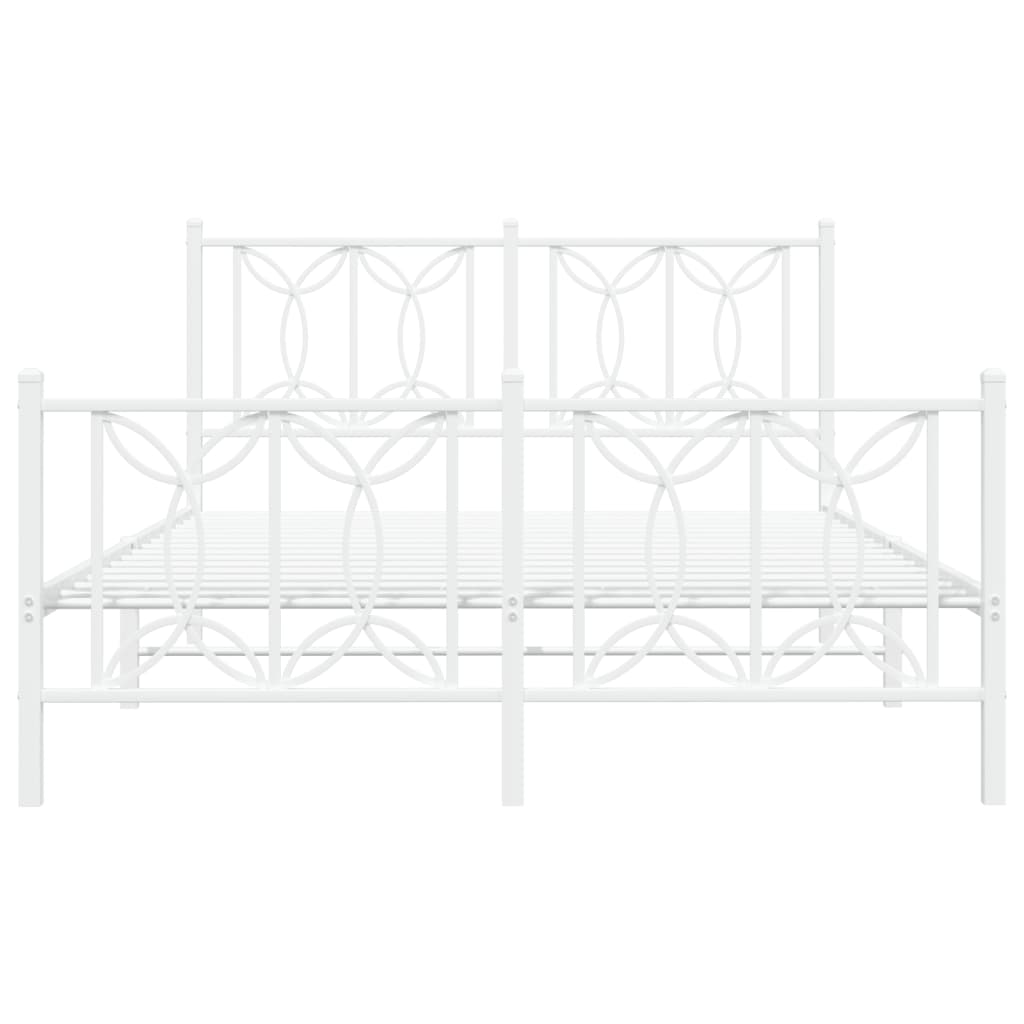 Metal Bed Frame with Headboard and Footboard White 140x200 cm