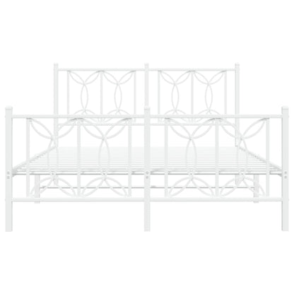 Metal Bed Frame with Headboard and Footboard White 140x200 cm