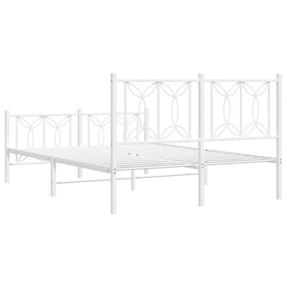 Metal Bed Frame with Headboard and Footboard White 140x200 cm