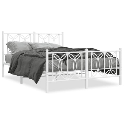 Metal Bed Frame with Headboard and Footboard White 140x200 cm