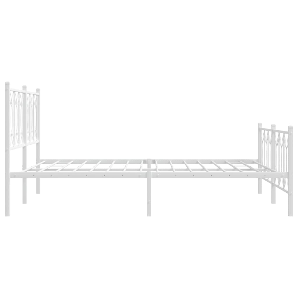 Metal Bed Frame without Mattress with Footboard White 150x200 cm King Size