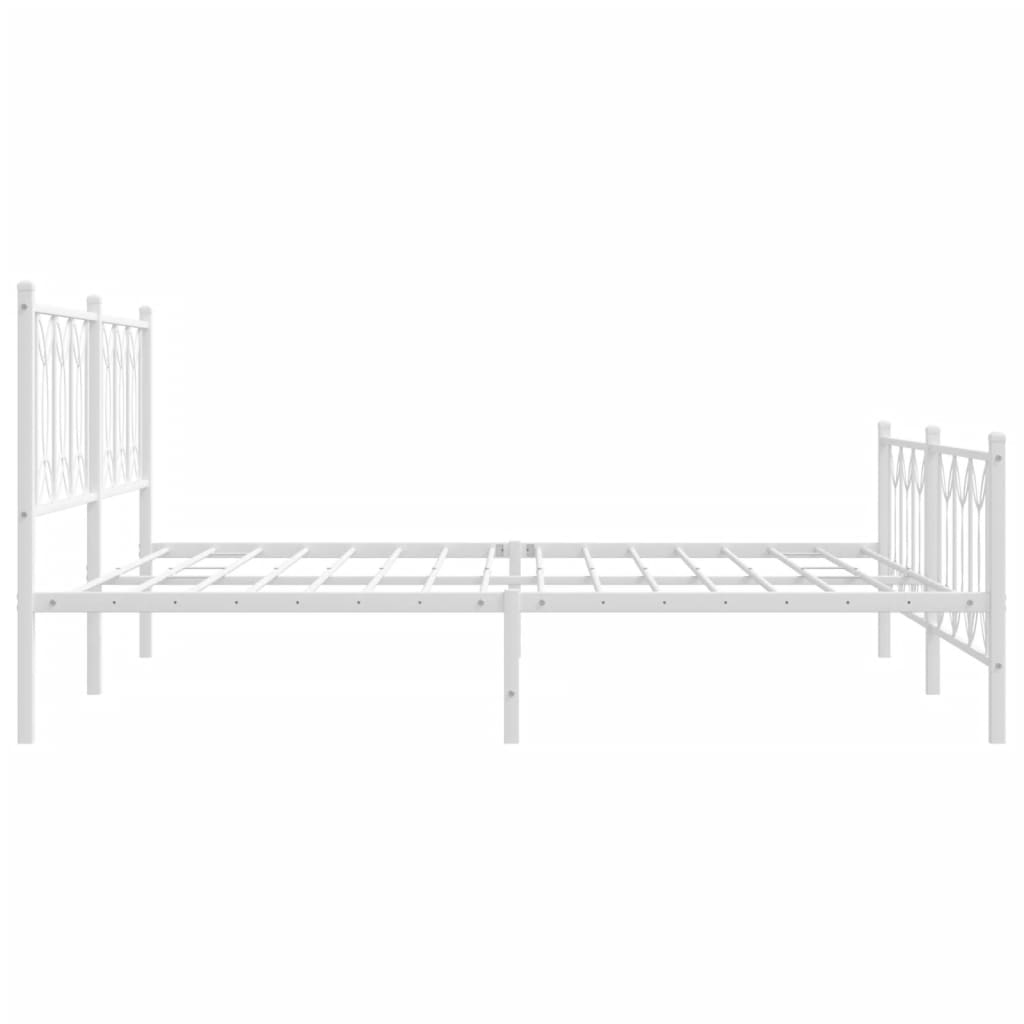 Metal Bed Frame with Headboard and Footboard White 180x200 cm Super King