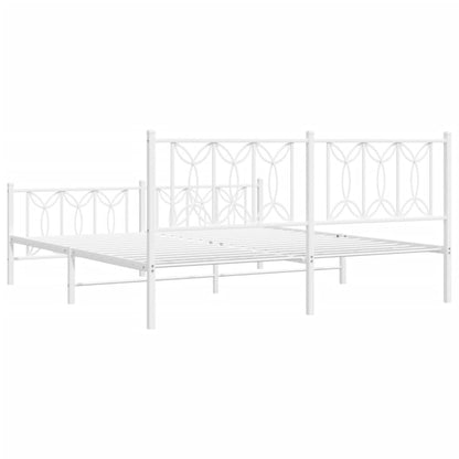 Metal Bed Frame with Headboard and Footboard White 180x200 cm Super King