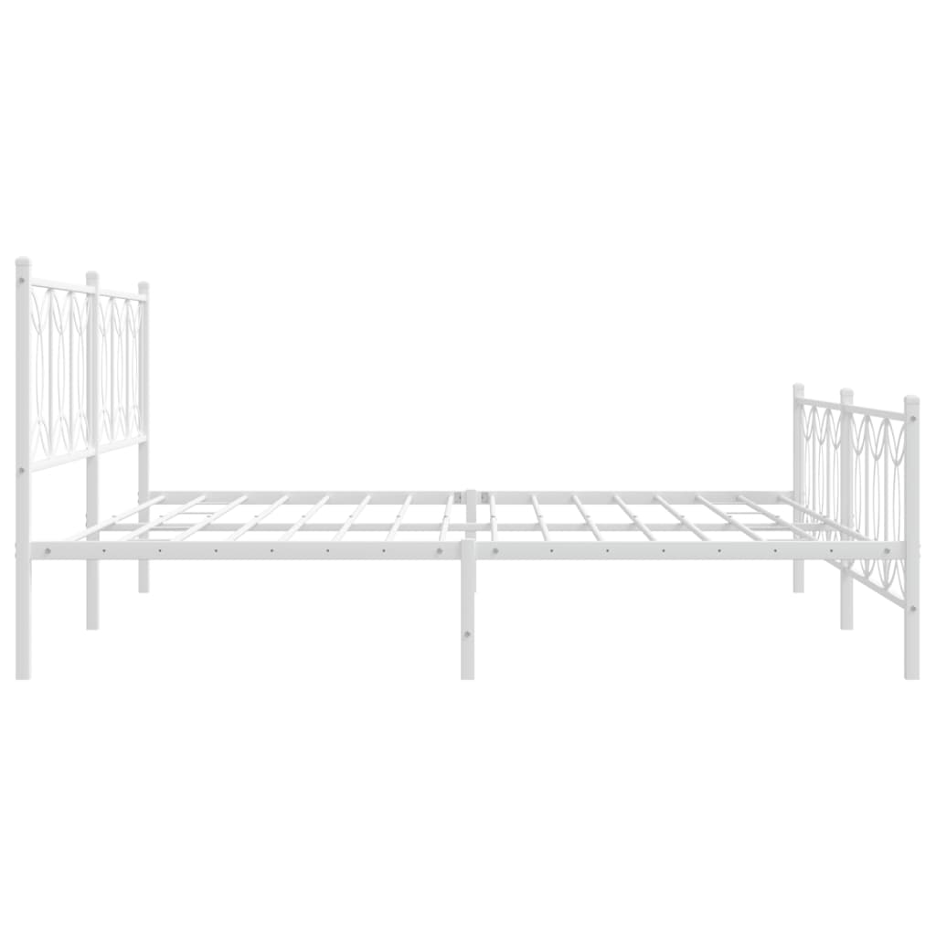 Metal Bed Frame without Mattress with Footboard White 200x200cm