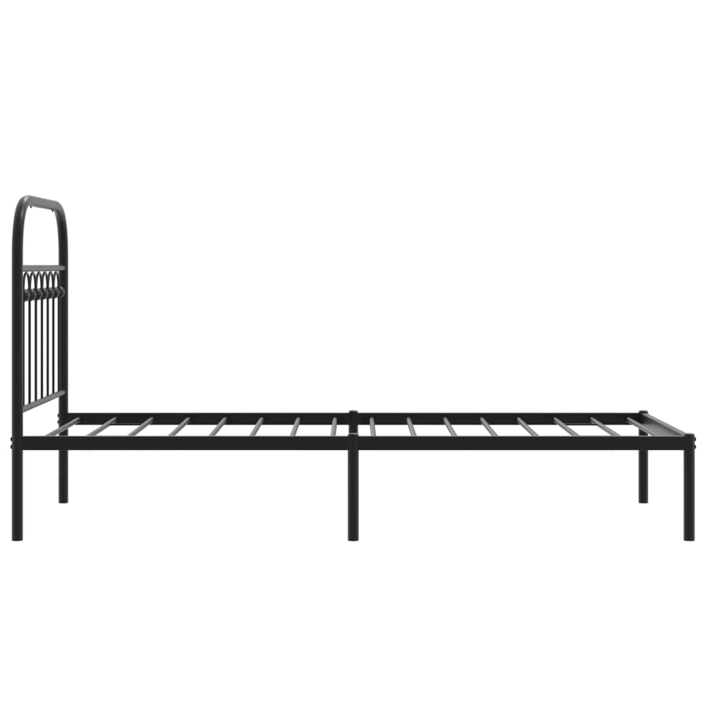 Metal Bed Frame with Headboard Black 80x200 cm