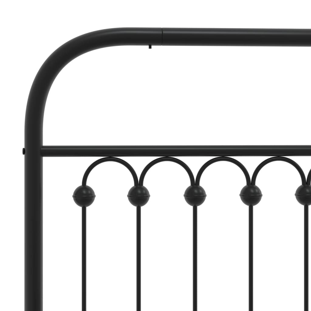 Metal Bed Frame with Headboard Black 80x200 cm