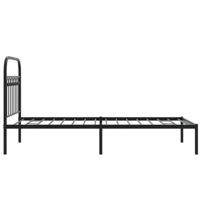 Metal Bed Frame with Headboard Black 90x200 cm