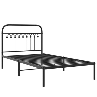 Metal Bed Frame with Headboard Black 100x190 cm