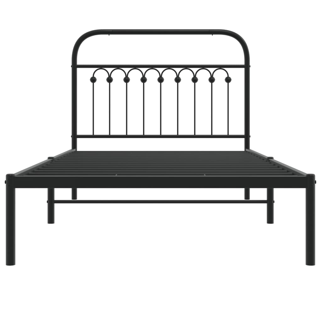 Metal Bed Frame with Headboard Black 100x200 cm