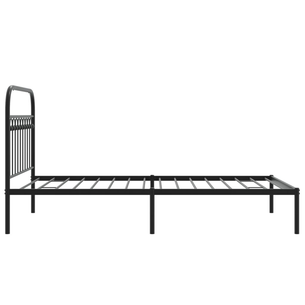 Metal Bed Frame with Headboard Black 107x203 cm