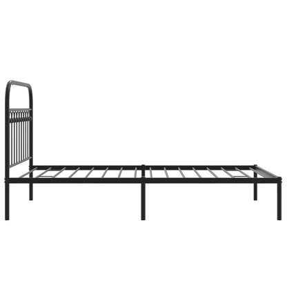 Metal Bed Frame with Headboard Black 107x203 cm