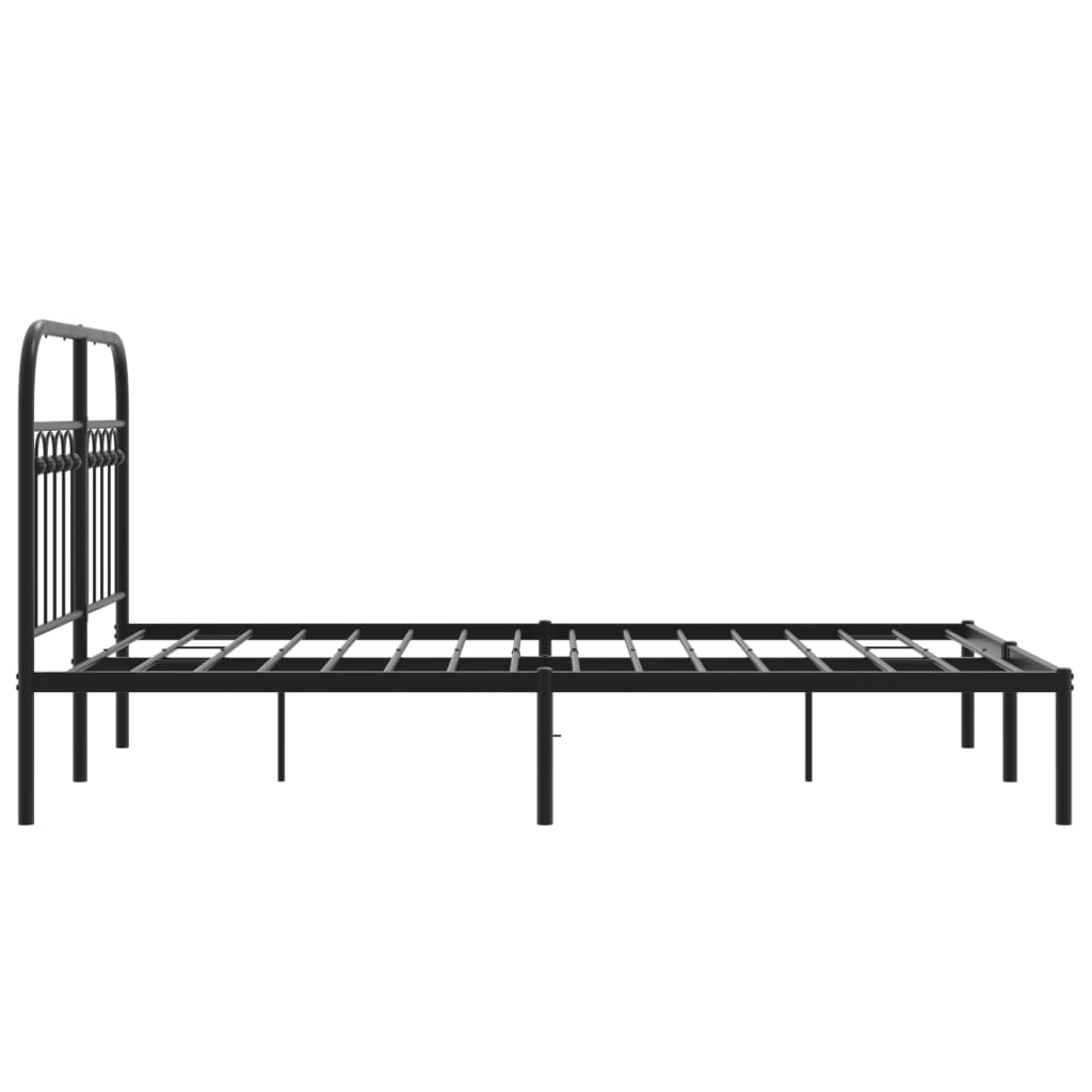 Metal Bed Frame with Headboard Black 120x190 cm Small Double