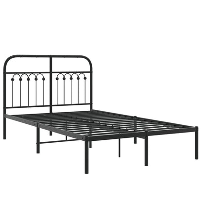 Metal Bed Frame with Headboard Black 120x200 cm