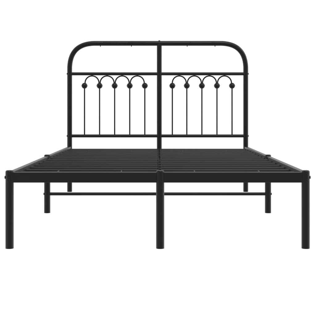 Metal Bed Frame with Headboard Black 120x200 cm