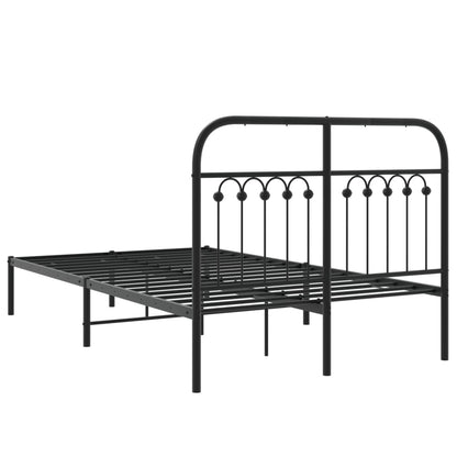 Metal Bed Frame with Headboard Black 120x200 cm