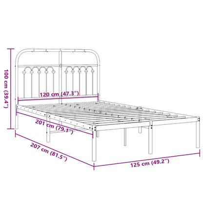 Metal Bed Frame with Headboard Black 120x200 cm