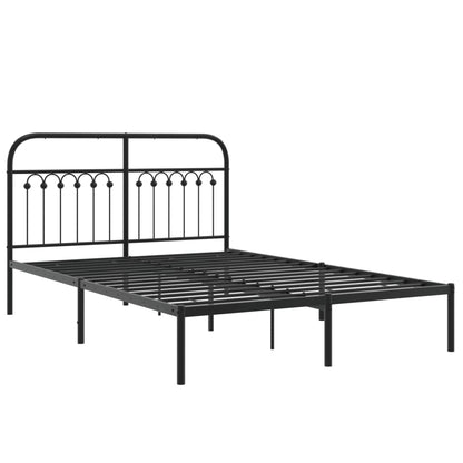 Metal Bed Frame with Headboard Black 135x190 cm Double