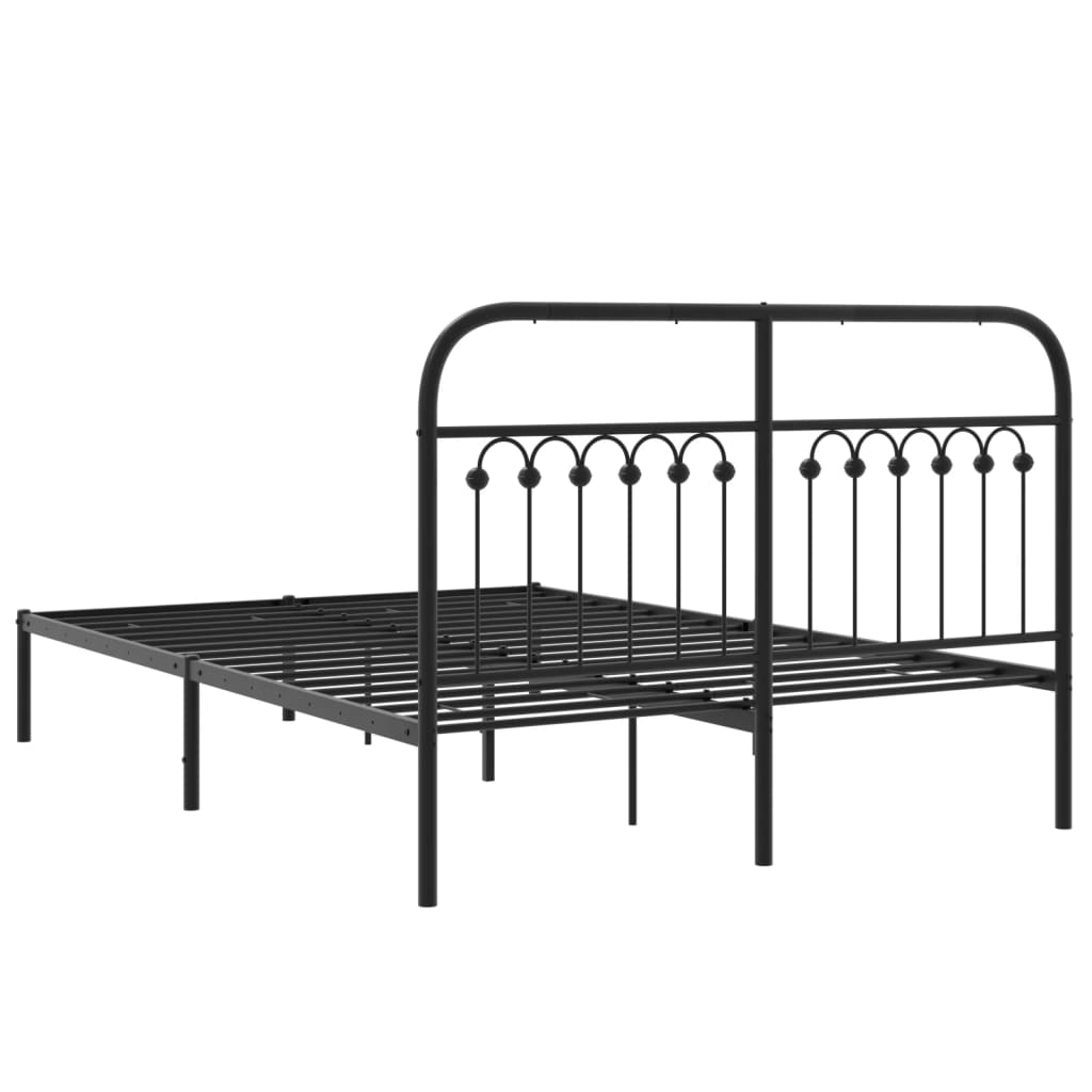 Metal Bed Frame with Headboard Black 135x190 cm Double