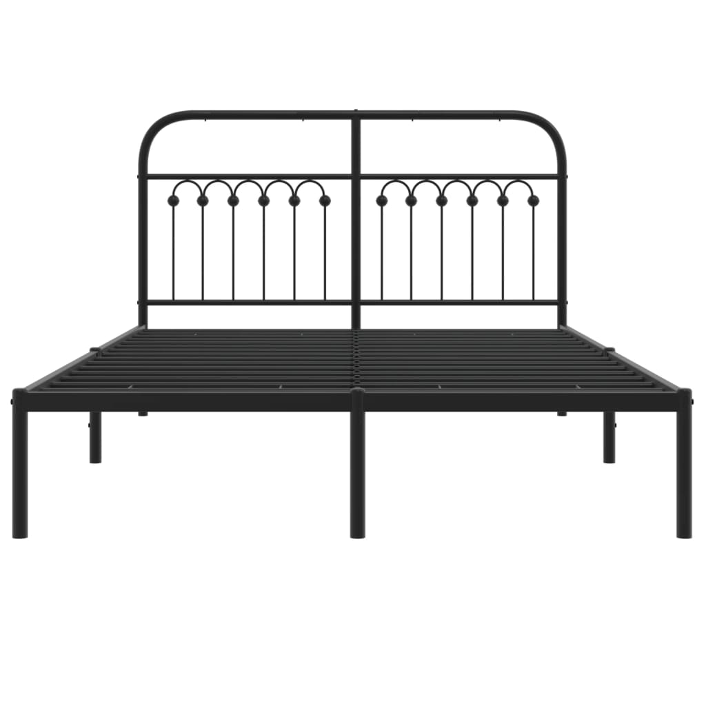 Metal Bed Frame with Headboard Black 140x200 cm